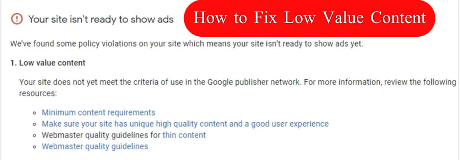 how to fix low value content